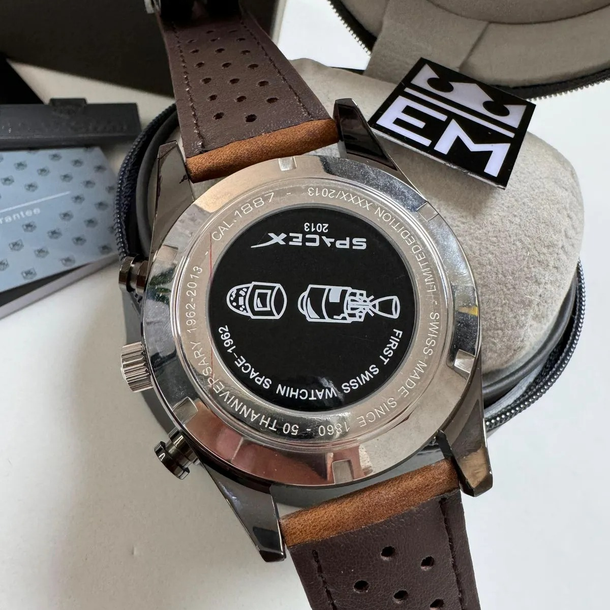 TH Carrera Chronograph Black Brown Leather Strap